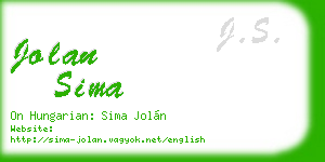 jolan sima business card